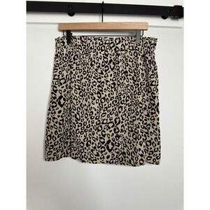 GB Leopard Print Mini Skirt Elastic Waist Pull On Animal Print